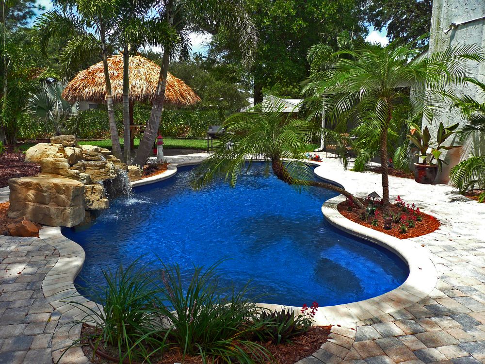 backyard with pool and garden