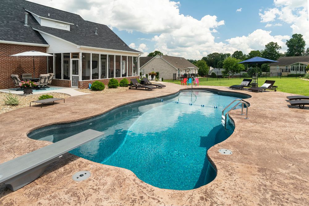 new pool installed in Tennessee backyard